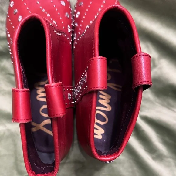 Sam Edelman Red Studded Ankle Boots - Picture 5 of 9